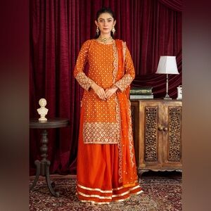 Vibrant orange lehenga set